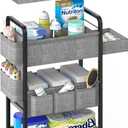 2In1 Baby Diaper Caddy & 4-Tier Rolling Diaper Cart, Diaper Caddy Organizer Cart with Dividers & Drawer, Mobile Metal Bedside Cart for Nursery Essentials Storage, Large Capacity