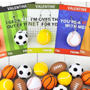 Valentines Day Cards Gifts for Kids Classroom 28 Pack, Mini Foam Sports Ball Keychains with Exchange Cards for Boys Girls, Goodie Bag Stuffers Party Favors School Class Prizes Treats Toys for Toddlers