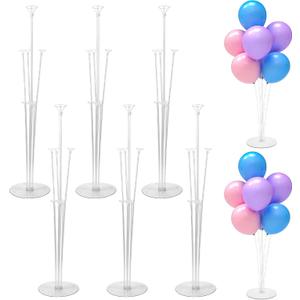 JOYYPOP 6 Sets 28 Inch Balloon Stand Kit, Balloon Holder Stickers Table Decoration Party Birthday Wedding Supplies Accessories (6 Pack Clear)