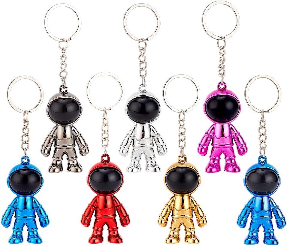 Pack Of 2, PH PandaHall 7 Colors Space Astronaut Keychain Spaceman Key Chain Space Key Ring Backpack Charms Spaceman Robot Keychain Creative Car Key Rings for Men Woman Key Purse Handbag Backpack Decoration