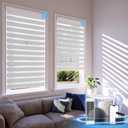 Motorized Zebra Blinds with Remote,Rechargeable Smart Electric Cordless ShadeWhite46" W X 72" H