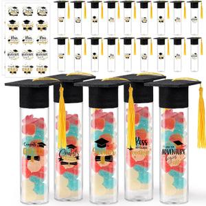30 Pcs Graduation candy tubes Class of 2026 Graduation party favors candy containers Graduation cap candy boxes with Tassels and Stickers for Grad Table party decoration supplies