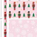 Retrify Nutcracker Christmas Wrapping Paper Roll, 17 Inches x 32.8 Feet Pink Gift Wrap for New Year Holiday, Christmas Tree/Snowflake/Star Design