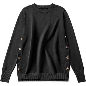 Anrabess Sweaters for Women Plus Size Long Sleeve Crewneck Tops Fall Winter Pullover Dressy Casual Shirts Button Clothes S