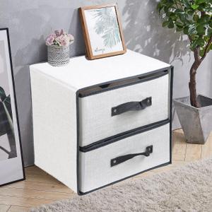 Linen Closet Organizer and Storage, Fabric Storage Drawer Organizer with 2 Drawers for Underwear, Sock, Bra, Small Items - Light Gray