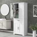Flieks Bathroom Storage Cabinet with Doors and Drawer, Multiple Storage Space, Adjustable Shelf, White