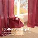 BGment Linen Burgundy Curtains 54 Inch Length for Short Window, Semi Sheer Drapes Lightweight Rustic Textured for Living Room Christmas Patry Decor Rod Pocket, 2 Panels Set, Each 42 Inch Wide