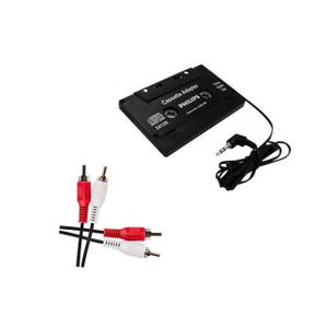 Set of 2 - GE Stereo Audio Cable, 6ft. RCA Style Plugs 2-Male to 2-Male, for TV, VCR, DVD, Satellite, and Home Theater Receivers, 33571, PHILIPS CAR STEREO CASSETTE ADAPTER