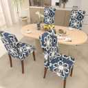 Stretch Dining Chair Covers Set of 6,Floral Print Chair Covers,Soft Removable Washable,Pet Friendly Furniture Protector,Universal Chair Slipcovers for Home, Kitchen,Ceremony Dining Room Seat (Gray Eight-petaled Flowers)