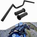 AnXin Motorcycle 7/8'' 22MM Handlebar with Rubber Handlebar Grips Cafe Racer Ace Clubman Style Handlebars Universal for Bobber Custom Application Black