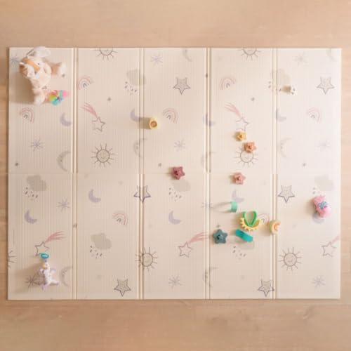 Nuby Foldable Reversible Baby Play Mat, 77" x 58", XXL, 0M+, Stars & Sky