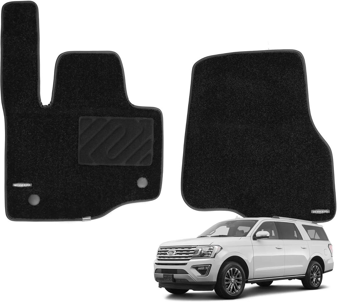 WENNEBIRD Superior Carpet Front Row Floor Mats for 2018-2024 Ford Expedition/Expedition MAX, 0.6-Inch Ultra-Thick, Noise-Reducing, All-Weather Waterproof Anti-Slip  2-Pc Set