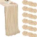 6 Pack Beige Cheesecloth Table Runner 35x120 Inch Gauze Rustic Boho Cheese Cloth Table Runner 10FT for Spring Wedding Decor Birthday Party Bridal Baby Shower Table Decoration