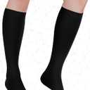 +MD 2 Pairs 20-30 mmHg Compression Socks for Women & Men, Knee High Open Toe Stockings, Graduated Support & Comfort Hose, M Size