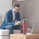 MURRICON 40 oz Tumbler with Handle and Straw,Reusable Vacuum Quencher Tumbler with Lid,Stainless Steel Insulated Travel Mug,for Coffee and Beverages(Rubigenous)