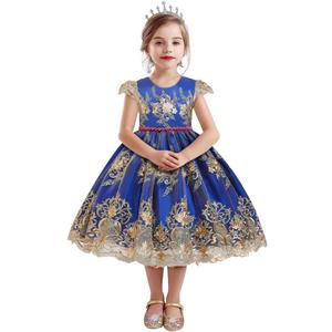 TTYAOVO Flower Girl Dress Princess Birthday Party Wedding Gown (5-6 Years, Blue)
