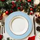 Light Blue Charger Plates, 13" Round Chargers for Dinner Plates, Plastic Chargers for Parties, Table Setting, Holidays, (Set of 6)