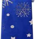 DiBanGu Christmas Ties for Men Snowflake Necktie and Pocket Square Festival Vacation Tie Handkerchief & Cufflinks Set Party (Blue Silver)