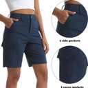 Women's Lightweight Hiking Cargo Shorts for Running Athletic Camping Travel Golf - Water Resistant with 5 Pockets (Blue) XL