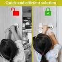 Door Lever Lock (6 Pack) Prevents Toddlers from Opening Doors. 3.25" L * 1.5" W * 4.5" H Easy One Hand Operation for Adults. Durable ABS with 3M Adhesive Backing. Simple Install, No Tools Needed.