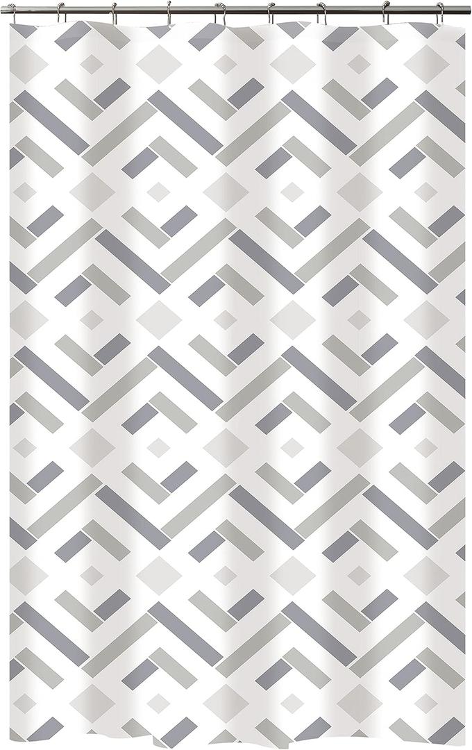 Bath Bliss Shower Curtain | Dimensions: 70" x 72" | Herringbone Design | Bathroom Accessories | Lightweight | Weighted Hem | Rust Proof Metal Grommets | Grey