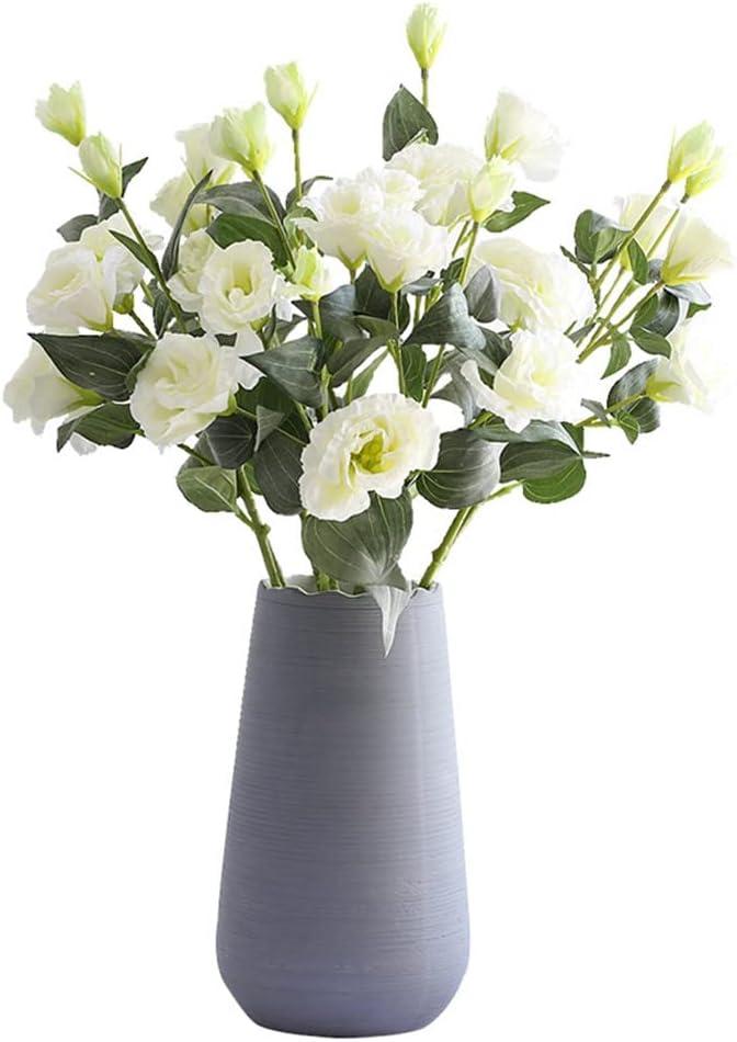 XZJMY 4 Branch 3 Heads Artificial Flowers Bouquet,Eustoma Lisianthus Flowers,Silk Flowers Flower Arrangement Accessories Faux Plastic Flower for DIY Wedding Party Home Decor(White)