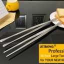 JETKONG 2 Pcs 16-Inch Kitchen Tweezers Extra Long Tweezer Tongs, Heavy Duty Stainless Steel Cooking Tweezers (Silver)