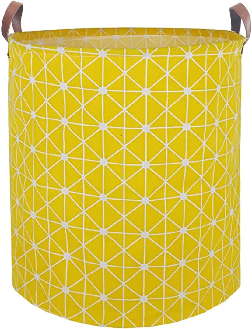 Waterproof Laundry Hamper Collapsible Laundry Basket Leather Handle Laundry Bag Large Clothes Storage Toy Organization for Bathroom Bedroom Laundryroom College Dorms (Nursery Bins Boxes-002)