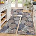 Ileading Boho Kitchen Rugs Sets 3 Piece with Runner Floral Kitchen Floor Mat Carpet Farmhouse Kitchen Rugs and Mats Non Skid Washable Runner Rug for Kitchen Floor Office Sink Laundry, Dark Brown,  Floral-dark Brown, 20"x32"+20"x48"+20"x59"