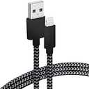 Realm Nylon Braided Lightning to USB A – Mfi Certified Apple iPhone Charger, 5ft, Black, RLMC1BK