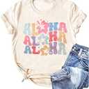 Hawaiian Shirt Women Family Vacation Tee Girls Hawaii Trip Summer Vacation T-Shirt (X-Large, Beige)