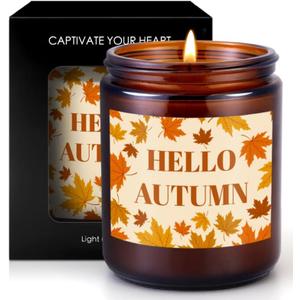 Autumn Scented Soy Candle Fall Decor Home Decoration Deal Bathroom Essentials Women Christian Gifts Room Bedroom Natural Non Toxic Halloween Decorative Cute Cozy Pet Safe Scented Candles for the Home