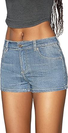 EMMIOL Women's Low Waisted Denim Jean Shorts Stretchy Summer Sexy Hot Short Pants L