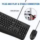 Wired Keyboard and Mouse Combo, EDJO Full-Sized Ergonomic Computer Keyboard with Palm Rest and Optical Wired Mouse for Windows, Mac OS Desktop/Laptop/PC, Black