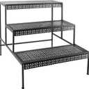 3 Tier Metal Plant Stand, Ladder Flower Pot Holder Plant Stands, Tiered Plant Stand Outdoor Storage Organizer Rack for Home Garden Patio Balcony