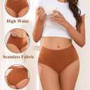 Women's Seamless Underwear High Waisted Tummy Control No Show Panties Full Coverage Stretch Briefs 4 Pack (L)