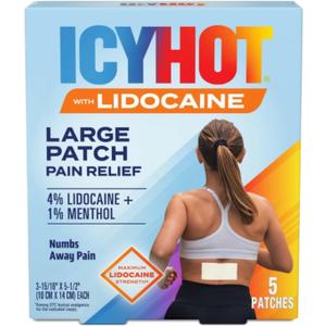 Icy Hot Max Strength Lidocaine Pain Relief Patch (5 Count) Penetrates for Fast, Targeted Relief