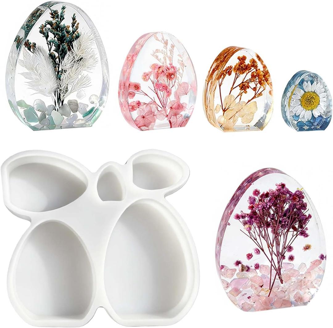 Easter Egg Resin Molds, Egg Candle Molds Silicone, Flexible Effortless Demoldable Epoxy Molds for Resin Casting, Soap, Candle, Flowers Preservation, Spring Decor & Easter Gifts