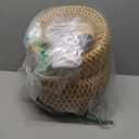 Daoseolo Bamboo Pendant Light, 11.8inch Hand-Woven Natural Wicker Rattan Bamboo Lamp, Beige Boho Hanging Chandelier, Rustic Island Dining Ceiling Light for Living Room, Kitchen, Farmhouse, Bedroom