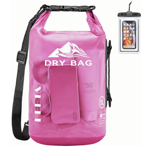 HEETA Dry Bag Waterproof for Women Men, 5L Roll Top Lightweight Dry Storage Bag Backpack with Phone Case for Travel Swimming Boating Kayaking Paddle Board Camping Beach Accessories