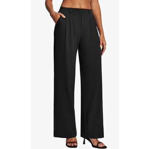 Heathyoga Womens Dress Pants Pull On Wide Leg Stretchy Work Pants Women Business Casual Outfits Slacks for Women Trousers, Petite, 2XL