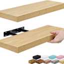 Sorbus Floating Shelves for Wall 16 Inch Floating Shelf for Kitchen, Bedroom, Living Room, Bathroom, Home & Wall Decor - Mounted Bathroom Shelves with Invisible Brackets (Maple Wood, 2 Pack)