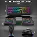 Wireless Keyboard and Mouse Combo, 9 Backlit Effects, 4000mAh Rechargeable Backlit Keyboard with Wrist Rest, 6 Button Mouse, 2.4G Full Size Quiet Keyboard Set for Computer, PC, Laptop, Mac, Windows