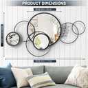 Wall Mirror Decorative, Print Round Decorative Mirrors, Large Decor Metal Wall Art Mirro for Entryway, Living Room, Bedroom, Dining Room Kitchen Decor 45''x25.5''