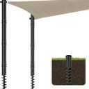Shade Sail Poles,Heavy Duty Sun Shade Poles with Spiral Drill Bit,Steel Shade Sail Post with D-Clamp for Outdoor String Light, Patio, Backyard