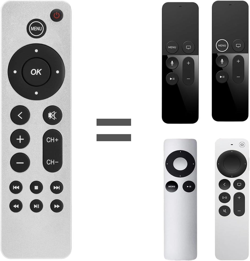Replacement Remote Control fit for Apple 4K TV/Gen 1 2 3 4/ HD A2843 A2737 A2169 A1842 A1625 A1427 A1469 A1378 A1218 (No Voice Command)