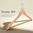 Wooden Hangers 90 Pack,Heavy Duty Solid Wooden Clothes Hangers with Pant Bar,360-Degree Rotatable Hook,Durable & Slim Wood Hangers for Coats,Jackets,Dress,Pants(Natural)