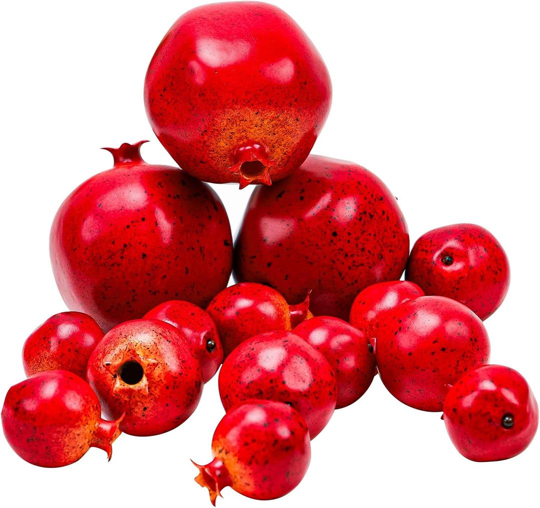 Meiwlong15Pcs Artificial Pomegranates Fake Fruits Foam Plastic Pomegranates Decorations Faux Simulation Pomegranates Decor Home House Kitchen Party Wedding Decoration
