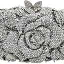 Rose Flower Crystal Purses Sparkly Rhinestone Evening Clutch for Women Wedding Party Cocktail Handbags