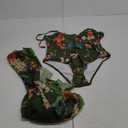 Women's One Piece Swimsuit with Beach Cover Up Retro Floral Print Bathing Suits with Coverup Set Sarong Wrap Swim Suit 1 Piece Swimwear Set with Matching Skirt Dark Green Floral, Size: Large